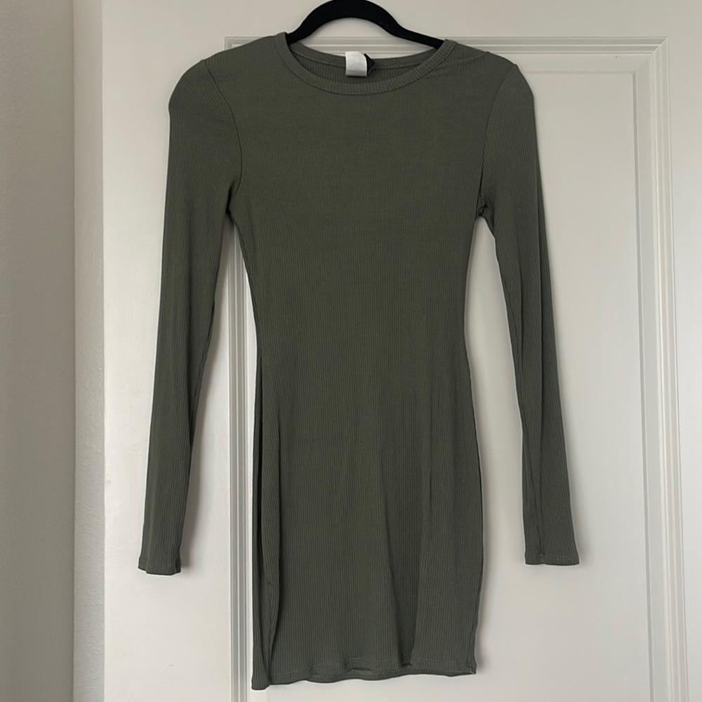Olive green long sleeve dress- Windsor